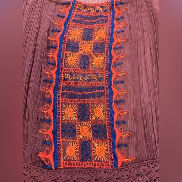 Free People All Your Feelings Sheer Blouse Purple + Orange Sleeveless Top, sz XS - Picture 8 of 14